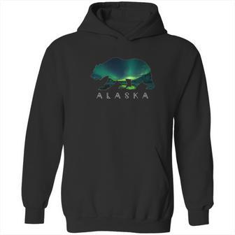 Alaskan Bear With Aurora Borealis Icy Mountain Tee Hoodie | Favorety