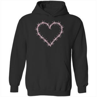 Barbed Wire Heart Grunge Punk Pastel Goth Aesthetic Egirl Hoodie | Favorety DE