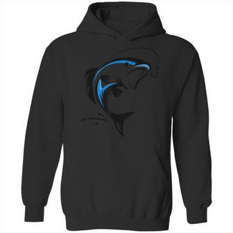 Big Blue Fish Jumping Out Of Water Biting Hook Fishing Hoodie | Favorety UK