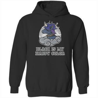 Black Is My Happy Color Kawaii Pastel Goth Gothic Unicorn Hoodie | Favorety CA