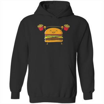 Burger Lifting Fries Funny Food Snatch Squat Barbell Weight Hoodie | Favorety AU