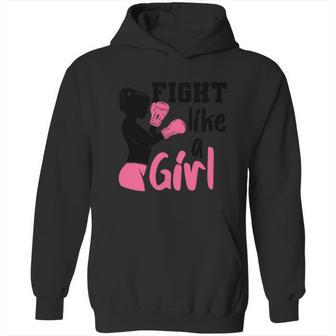 Cancer Fight Like A Girl Pink Ribbon Breast Cancer Graphic Design Printed Casual Daily Basic Hoodie | Favorety