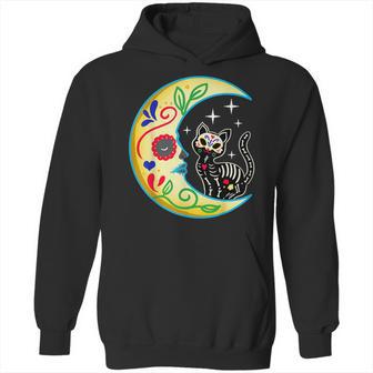 Cat Moon Sugar Skull Dia De Los Muertos Day Of He Dead Hoodie | Favorety AU