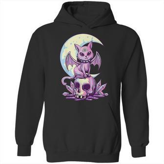 Cat Pastel Goth Moon Kawaii Halloween Skull Purple Witch Hoodie | Favorety