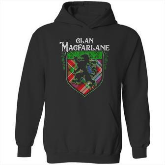 Clan Macfarlane Surname Scottish Tartan Lion Rampant Crest Hoodie | Favorety CA