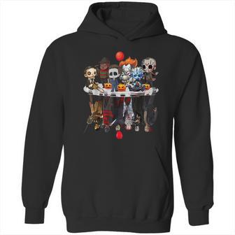 Cute Horror Movie Chibi Character Water Reflection Halloween Hoodie | Favorety UK