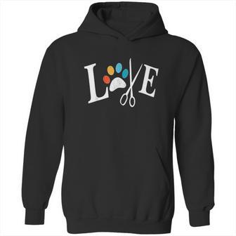 Dog Grooming Love Dogs Pet Daycare Groomer Vintage Paw Print Hoodie | Favorety UK