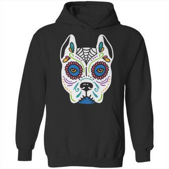 Dog Sugar Skull Dia De Los Muertos Pit Bull Day Of The Dead Hoodie | Favorety