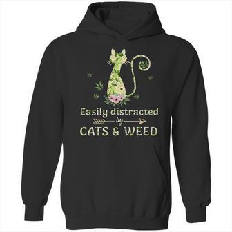 Easily Distracted By Cats And Weed Hoodie | Favorety AU