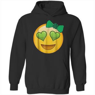 Emoji Saint Patricks Day Girls Green Heart Eyes Bow Hoodie | Favorety AU