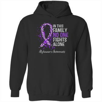 In This Family No One Fights Alone Alzheimer Ribbon Hoodie | Favorety CA