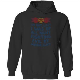 I Was Up Fighting Evil By Moonlight Heathered Hoodie | Favorety