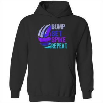 Girls Volleyball Bump Set Spike Repeat Blue Purple Teen Gift Hoodie | Favorety DE