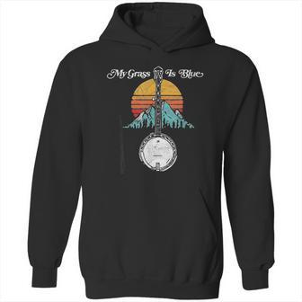 My Grass Is Blue Retro Rocky Mountain Banjo Bluegrass Hoodie | Favorety CA