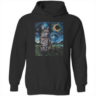 Gray Tabby Tiger Cat Starry Night Moon And Stars Art By Aja Hoodie | Favorety CA