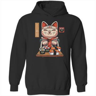 Kawaii Maneki Neko Sushi Bar Cute Sashimi Maki Roll Cat Hoodie | Favorety AU