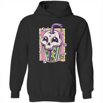 Kawaii Pastel Goth Creepy Skull Boba Bubble Tea Vaporwave Hoodie | Favorety AU