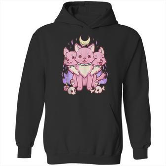 Kawaii Pastel Goth Cute Creepy 3 Headed Dog Hoodie | Favorety CA