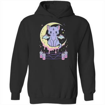 Kawaii Pastel Goth Cute Creepy Black Cat Hoodie | Favorety CA