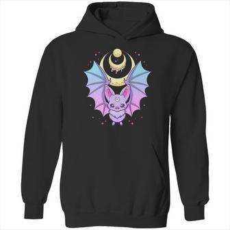 Kawaii Pastel Goth Cute Creepy Crescent Moon Bat Hoodie | Favorety