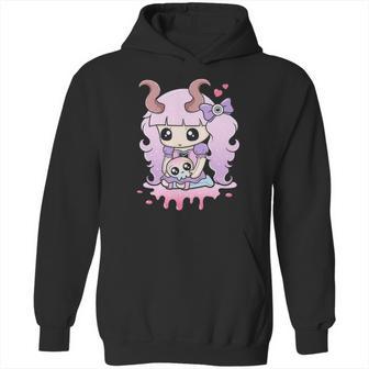 Kawaii Pastel Goth Cute Creepy Girl Anime Skull Hoodie | Favorety