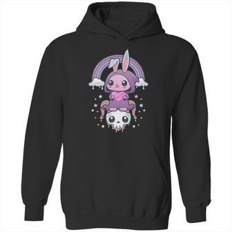 Kawaii Pastel Goth Cute Creepy Rabbit And Skull Hoodie | Favorety AU