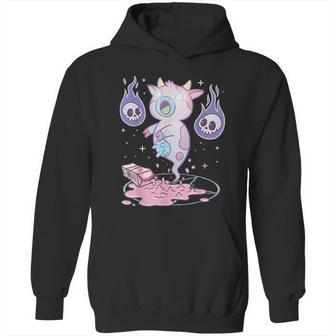 Kawaii Pastel Goth Cute Creepy Strawberry Milk Ghost Cow Graphic Design Printed Casual Daily Basic Hoodie | Favorety