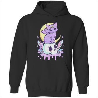 Kawaii Pastel Goth Cute Creepy Witchy Cat And Skull V5 Hoodie | Favorety CA