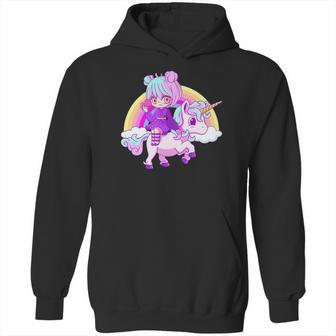 Kawaii Pastel Goth Unicorn Japanese Anime Girl Menhera Hoodie | Favorety