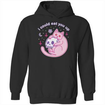 Kawaii Pastel Goth Witch Pink Devil Satan Cat Skull Moon Hoodie | Favorety CA