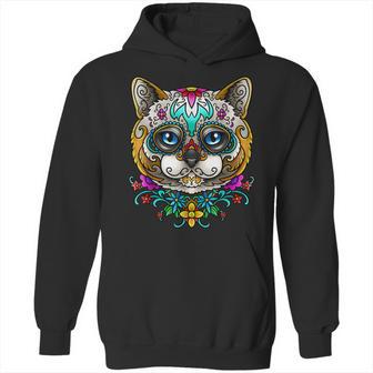 Kitty Cat Sugar Skull Day Of The Dead Dia De Muertos Hoodie | Favorety UK