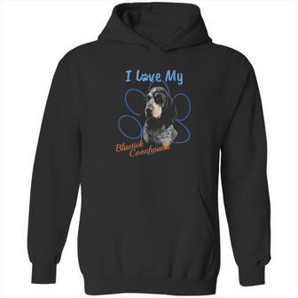 I Love My Bluetick Coonhound Dog Lover Paw Print Hoodie | Favorety UK