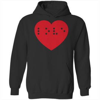 Love In Braille Inside Big Red Heart Uncontracted Valentine Hoodie | Favorety AU