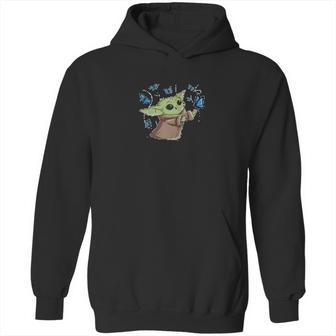 The Mandalorian The Child With Blue Butterflies Hoodie | Favorety CA