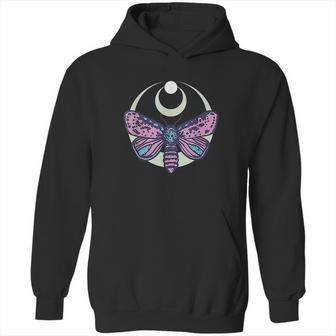 Moth And Crescent Moon Witchy Pastel Goth Hoodie | Favorety UK