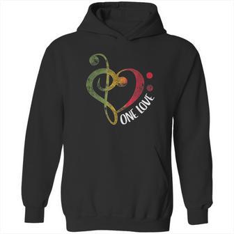 One Love Treble Bass Clef Heart Reggae Musician Hoodie | Favorety UK