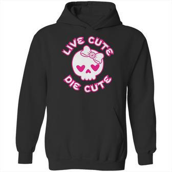 Pastel Goth Live Cute Die Cute Skull Bow And Heart Shape Hoodie | Favorety CA