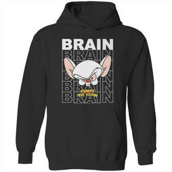 Pinky And The Brain Text Stack Big Face Hoodie | Favorety