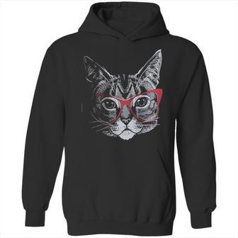 Red Linda Glasses Cat Sassy Funny Kitty Belcher Cute Hoodie | Favorety DE