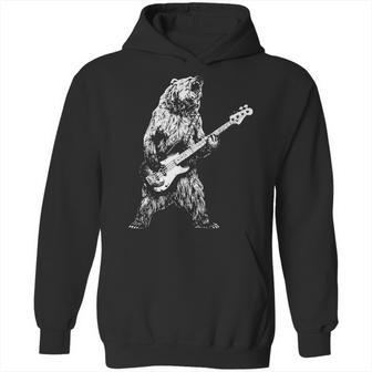 Retro Bear Playing Bass Guitar Bear Guitarist Music Lovers Hoodie | Favorety AU