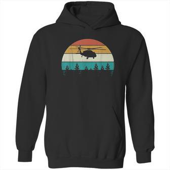 Retro Black Hawk Helicopter Pilot Vintage Sunset Hoodie | Favorety CA