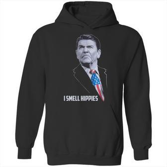 I Smell Hippies Funny Ronald Reagan Conservative Merica Usa Hoodie | Favorety