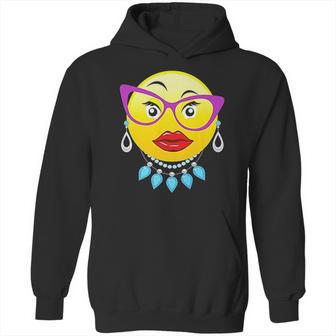 Smiling Emojis Lady Bling Face Glasses Costume Hoodie | Favorety