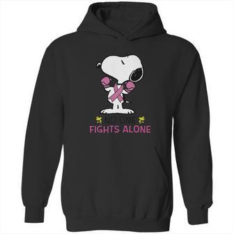 Snoopy No One Fights Alone Breast Cancer Awareness Shirt Hoodie | Favorety