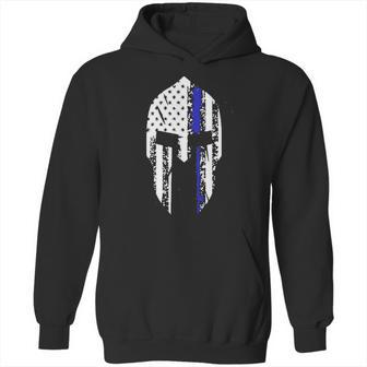 Thin Blue Line Spartan Helmet Hoodie | Favorety