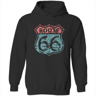 Historic American Route Icon Weathered Highway 66 Road Sign Hoodie | Favorety UK