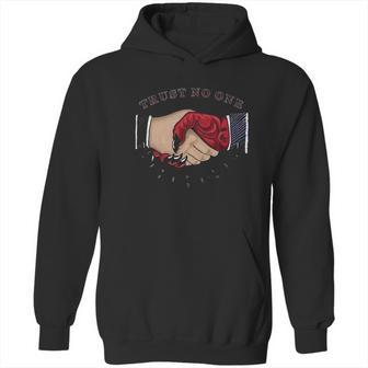 Trust No One American Traditional Tattoo Handshake Hoodie | Favorety