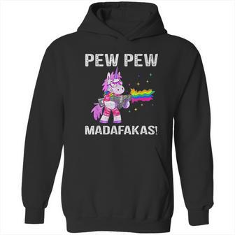 Unicorn Pew Pew Madafakas Vintage Crazy Cat Funny Graphic Hoodie | Favorety CA