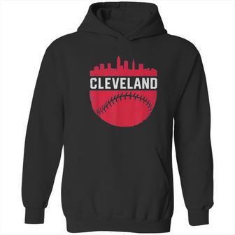 Vintage Downtown Cleveland Ohio Skyline Baseball Hoodie | Favorety CA