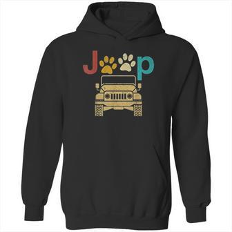 Vintage Jeeps Retro 70S Sunset Paws Print Dog Cat Lover Gift Hoodie | Favorety AU